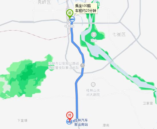 桂林高铁站去桂林汽车（南站）指示图