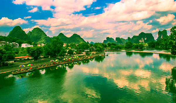 桂林旅游攻略必去景点遇龙河航拍图